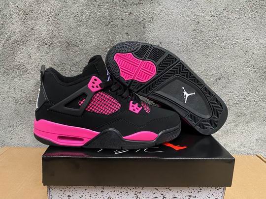 Air Jordan 4 Men's Women's Basketball Shoes AJ4 Black Peach-28 - Click Image to Close